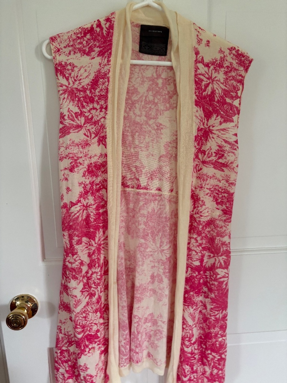 GUINEVERE FUN PINK & CREAM BOHO LONG VEST SIZE MEDIUM